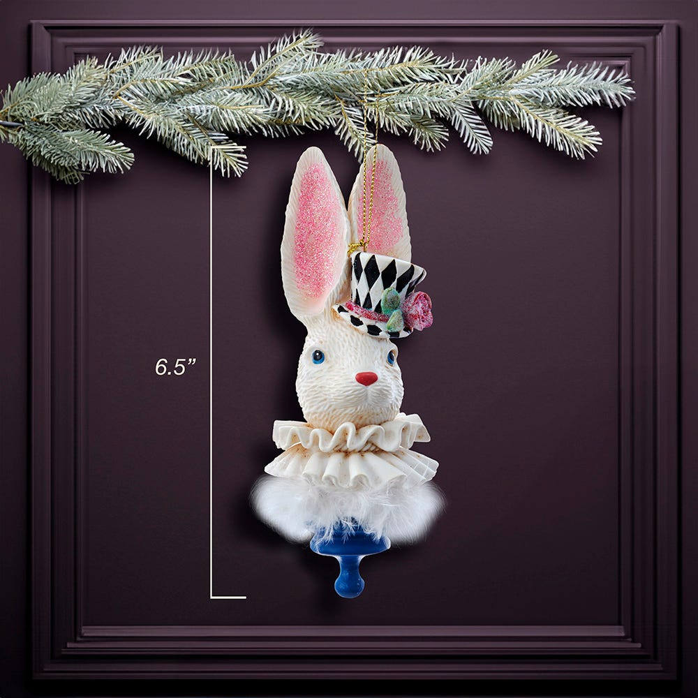 Kurt Adler 6.5-Inch Resin Hollywood Hats Rabbit Ornament